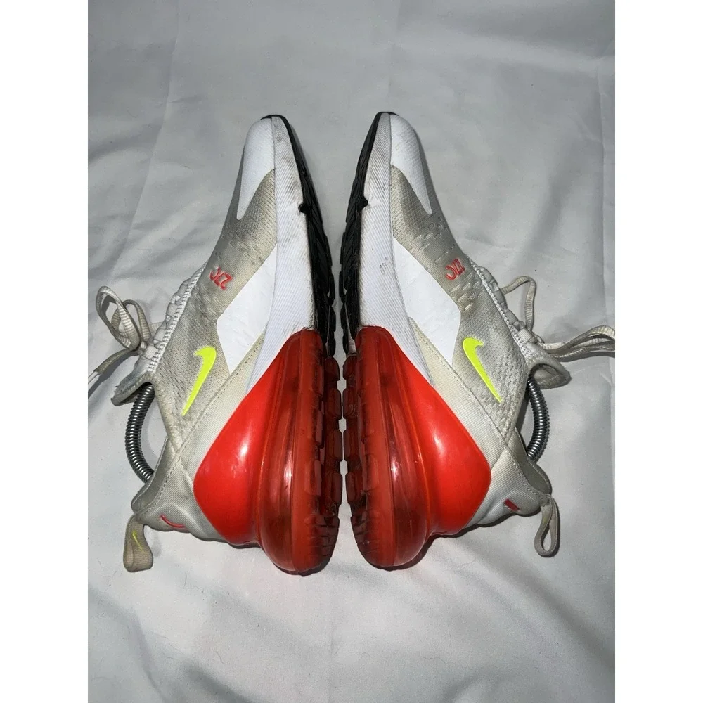 Nike White/Red/Yellow Solid Low Top Lace-Up Athletic Sneakers Air Max 270 Size10